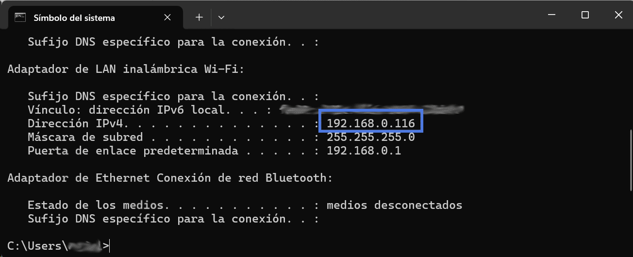 descubre tu ip privada en tu red